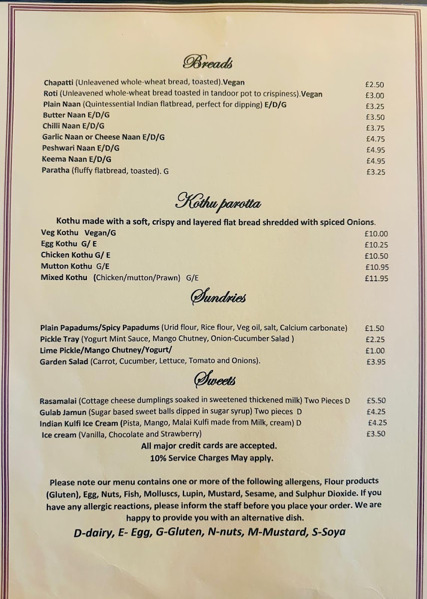 Menu Navaratna South Indian Restaurant, Croydon-6